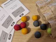Picture showing a bag with differently colored balls.
